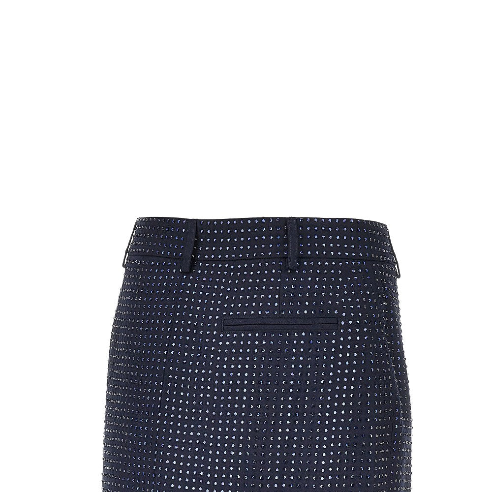 Mini gonna in gabardine con strass