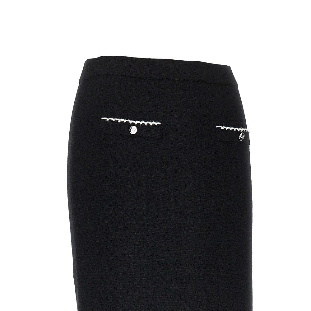 Gonna midi in maglia con orli smerlati