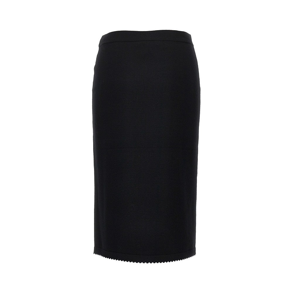 Gonna midi in maglia con orli smerlati