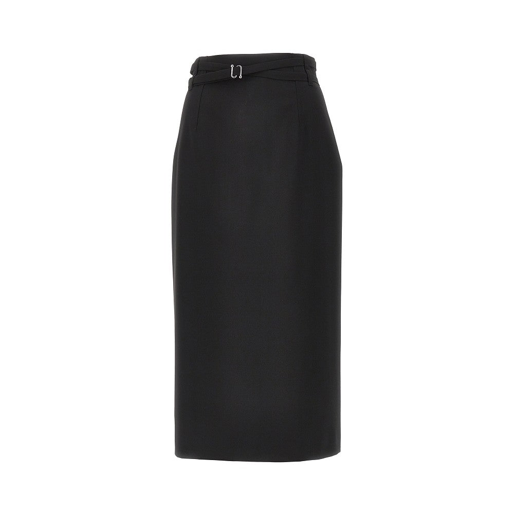Wool midi skirt with belt