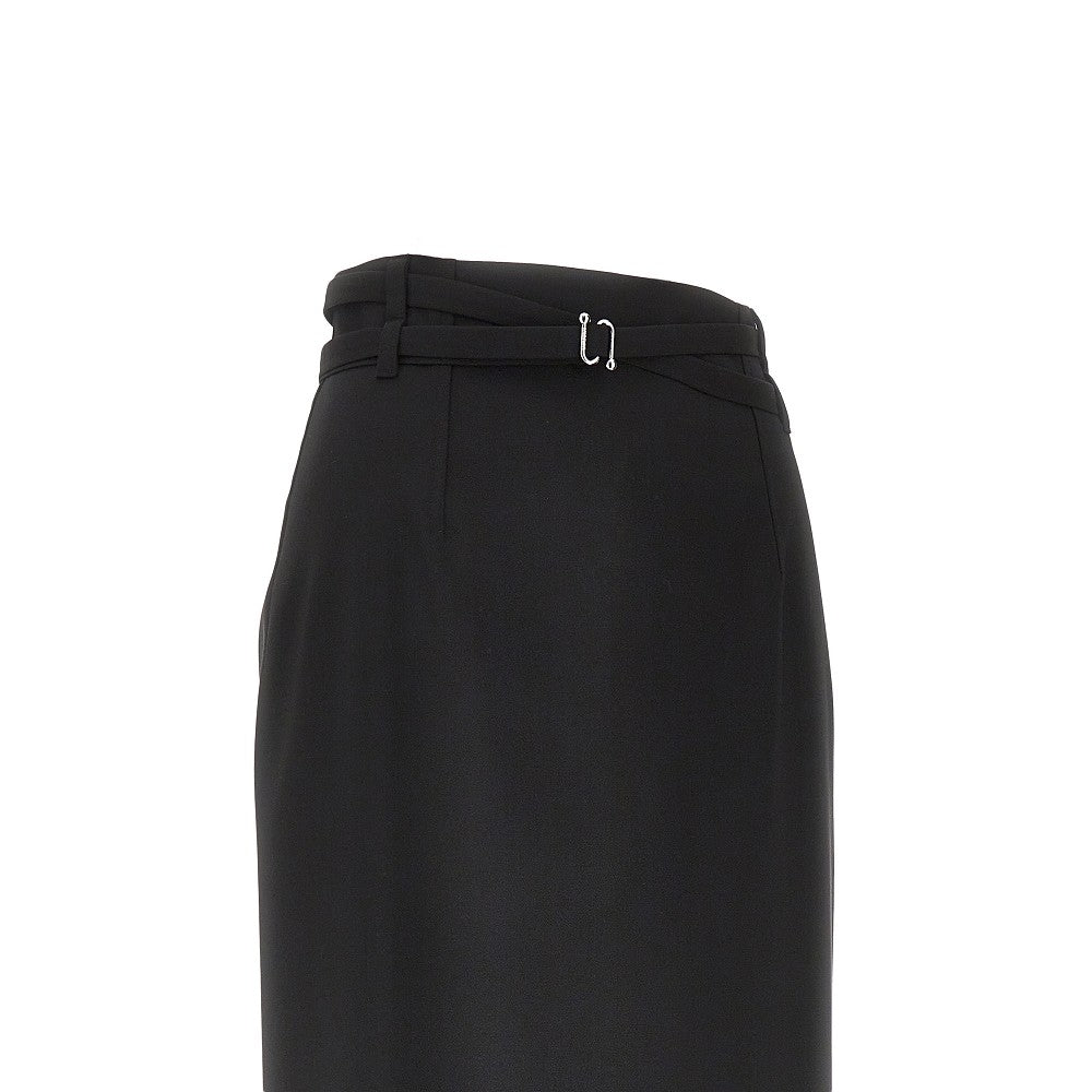 Wool midi skirt with belt