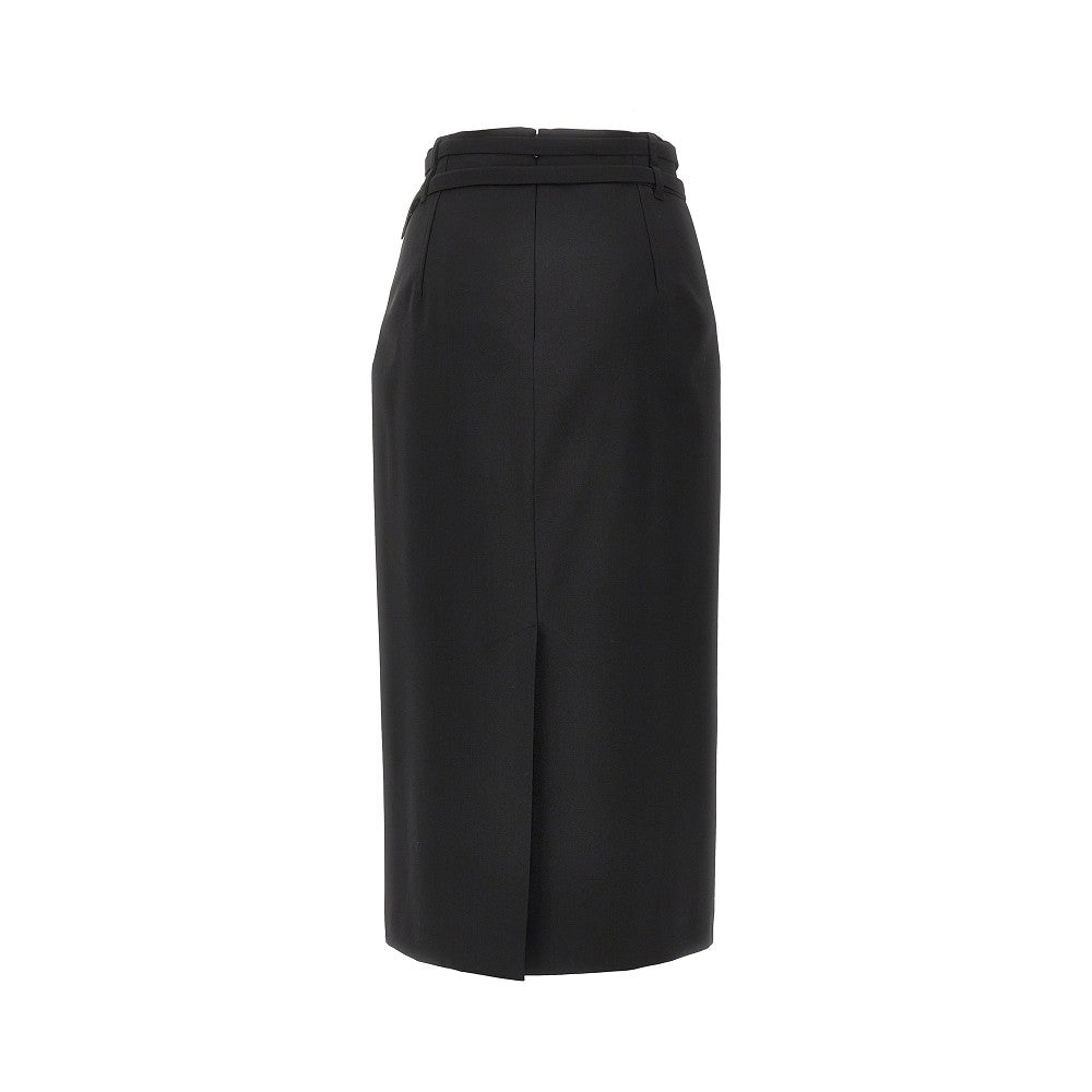 Wool midi skirt with belt
