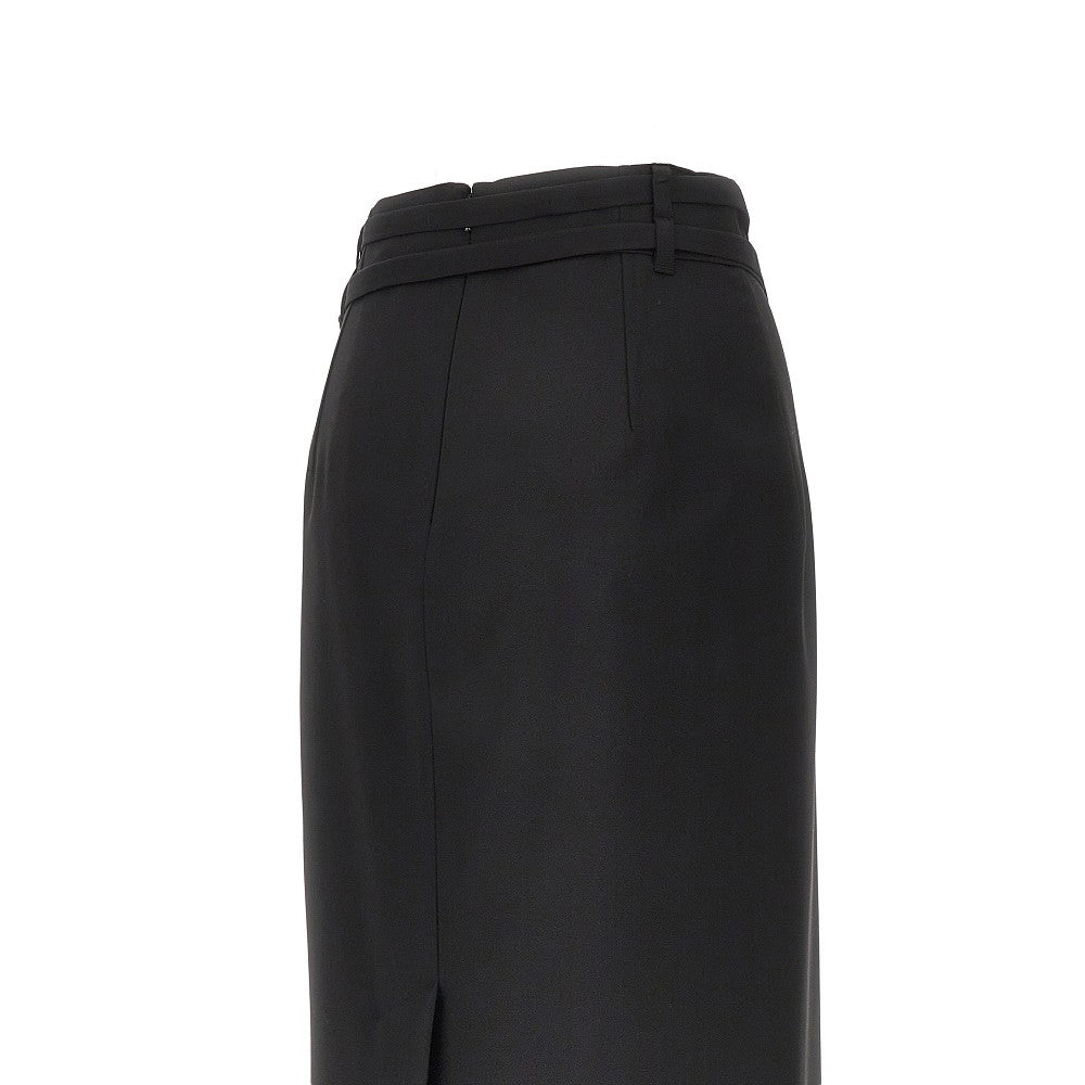 Wool midi skirt with belt