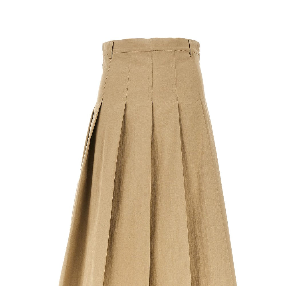 Gonna midi a pieghe in gabardine