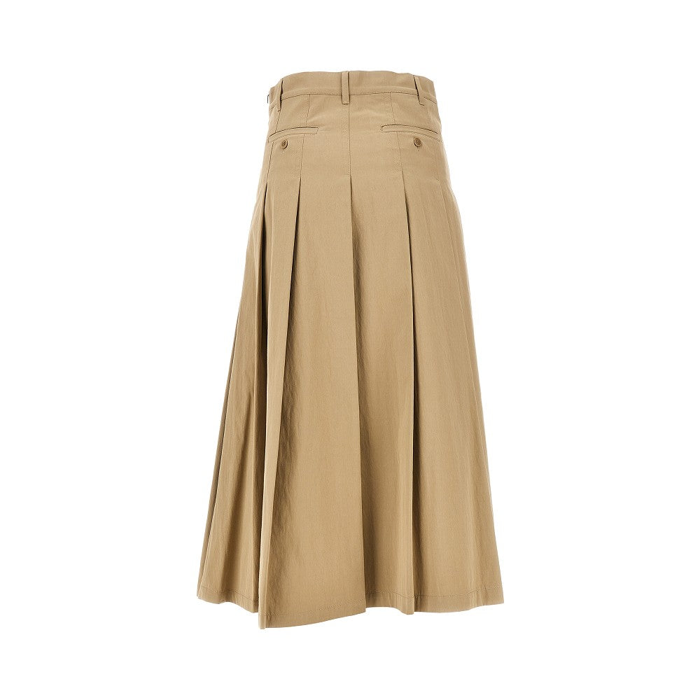 Gonna midi a pieghe in gabardine