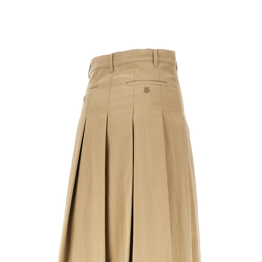 Gonna midi a pieghe in gabardine
