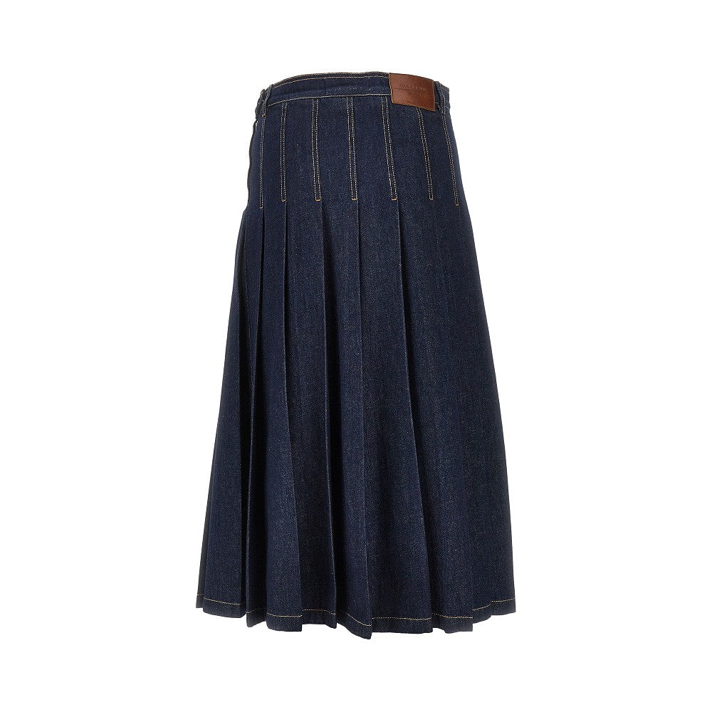 Gonna midi a pieghe in denim