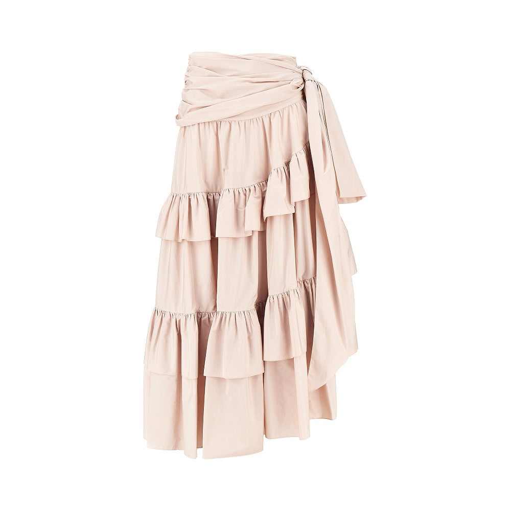 Cotton flounced maxi skirt