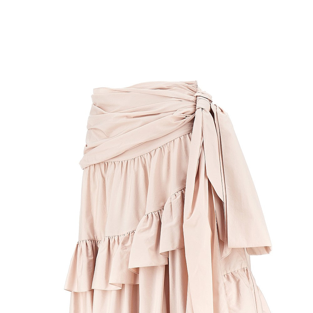 Cotton flounced maxi skirt
