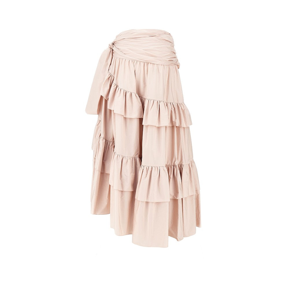 Cotton flounced maxi skirt