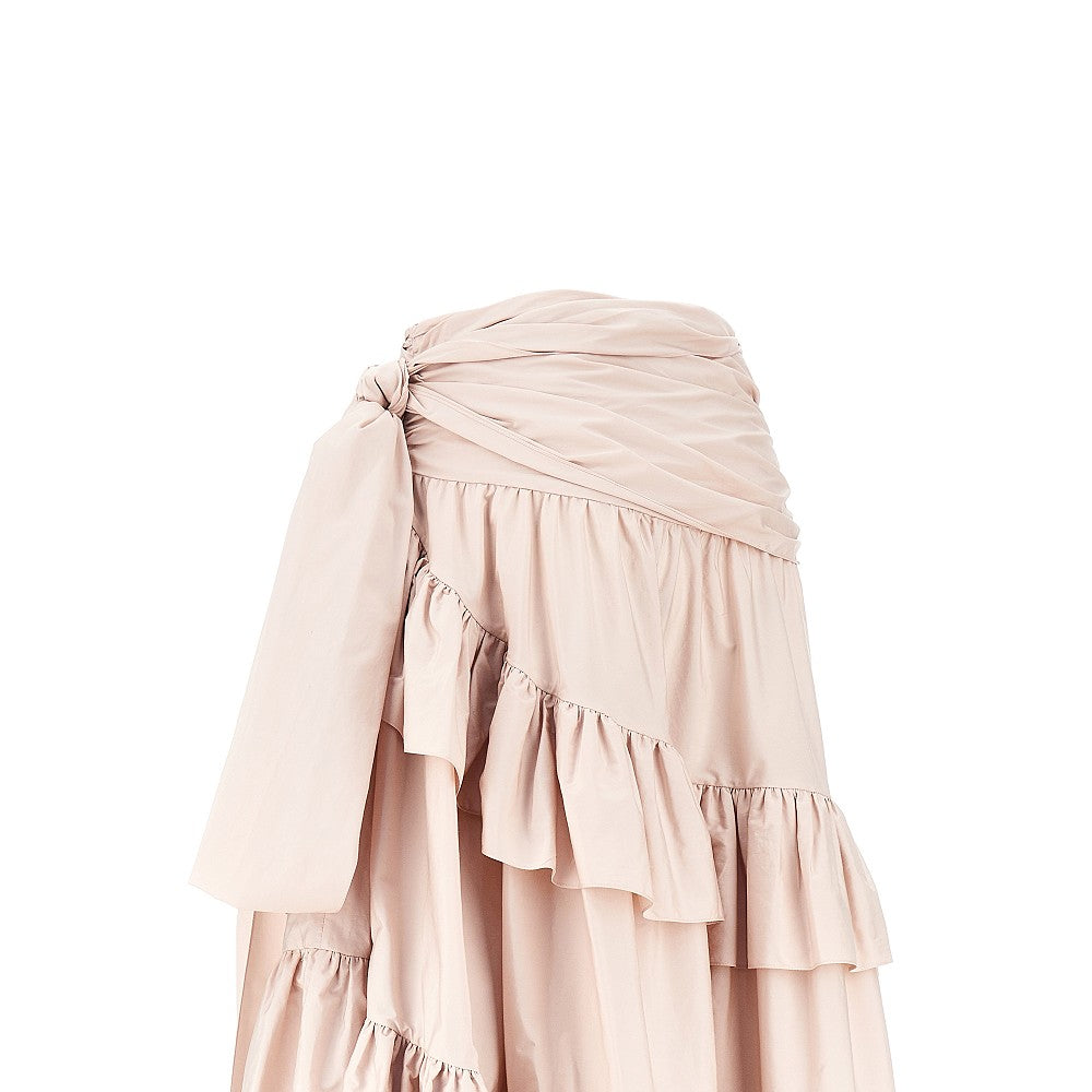 Cotton flounced maxi skirt