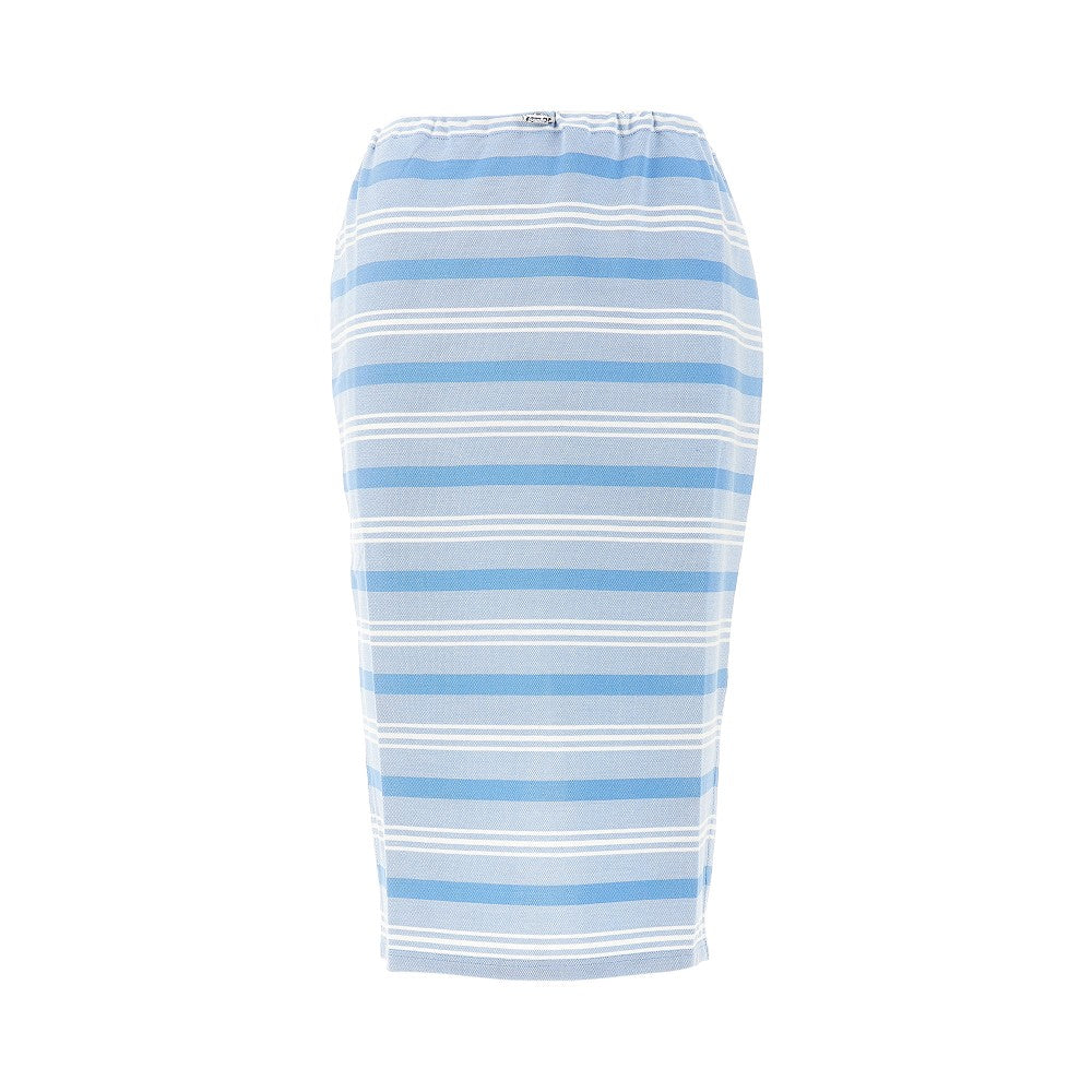 Striped piquet midi skirt