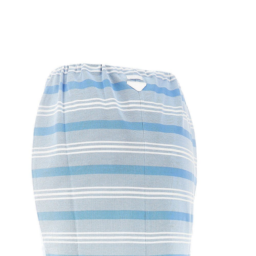 Striped piquet midi skirt
