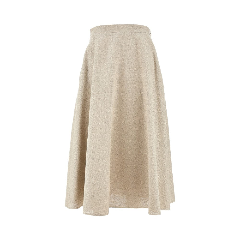 Linen canvas midi skirt