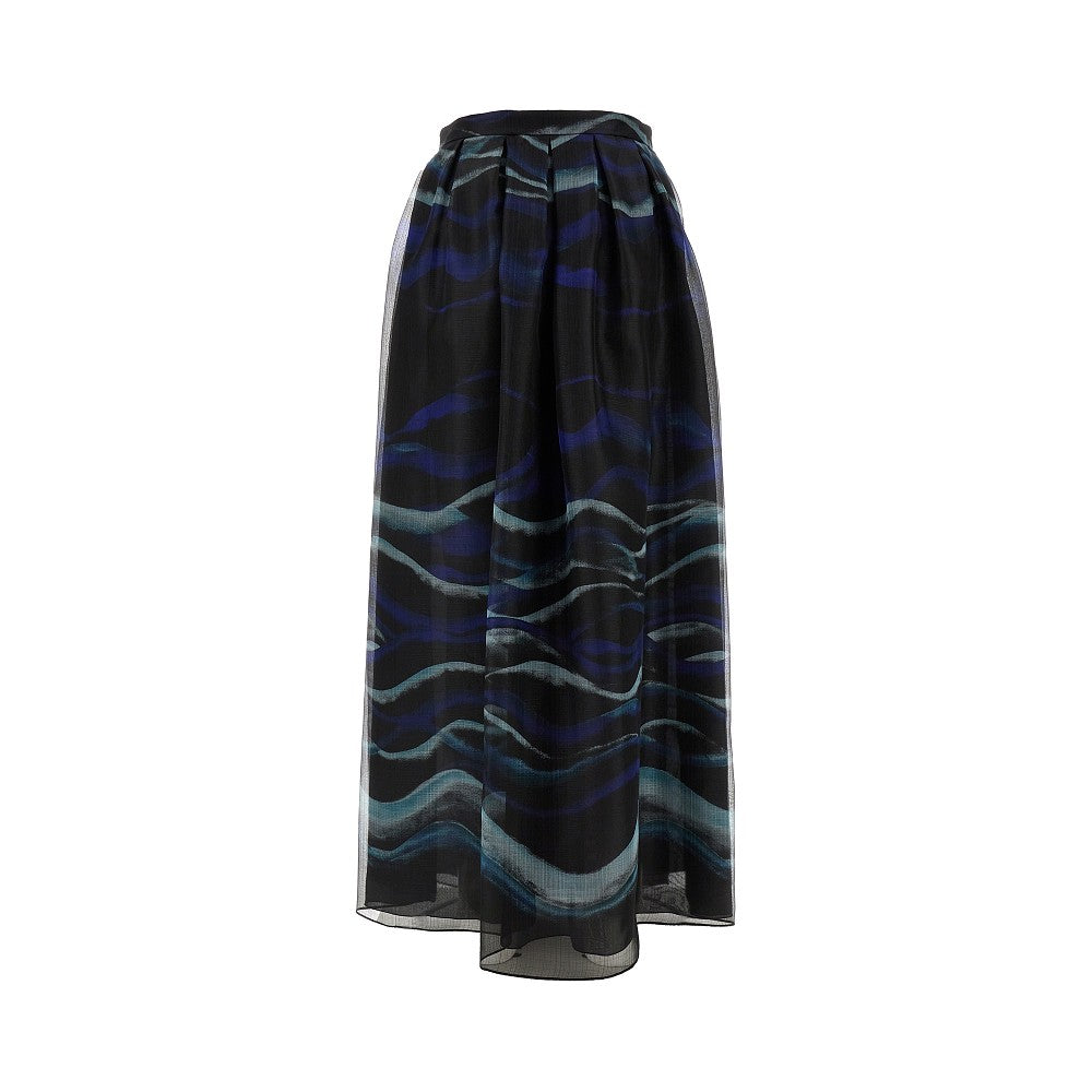 Printed silk long skirt