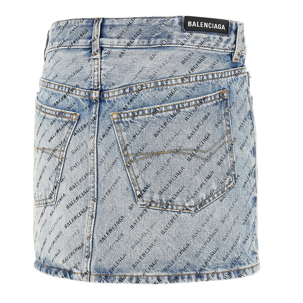 Minigonna in denim con logo all-over