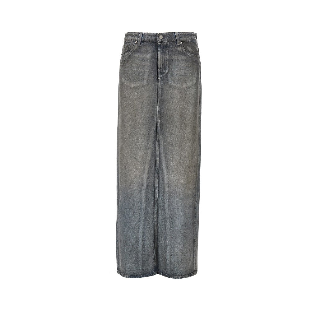 Gonna lunga 'Nolita' in denim spalmato