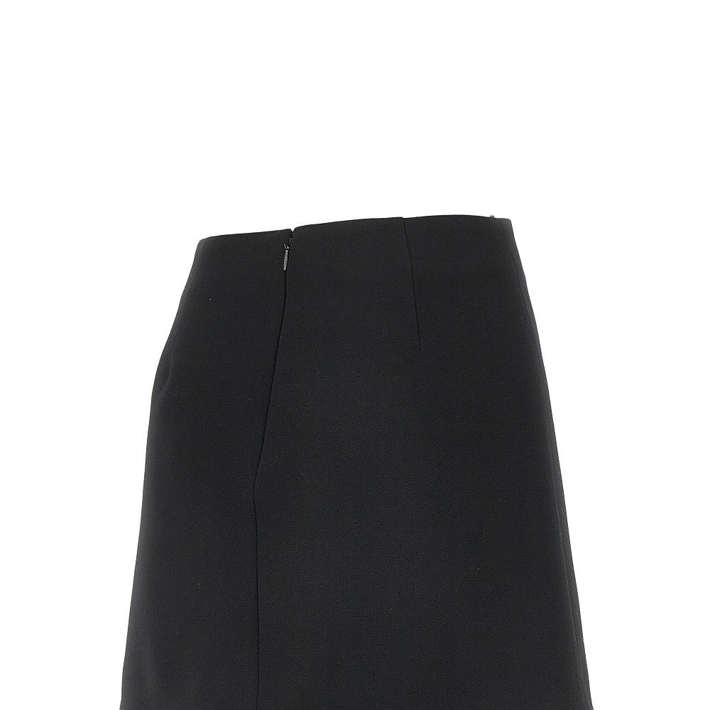 Wool crepe mini skirt with Double G buttons