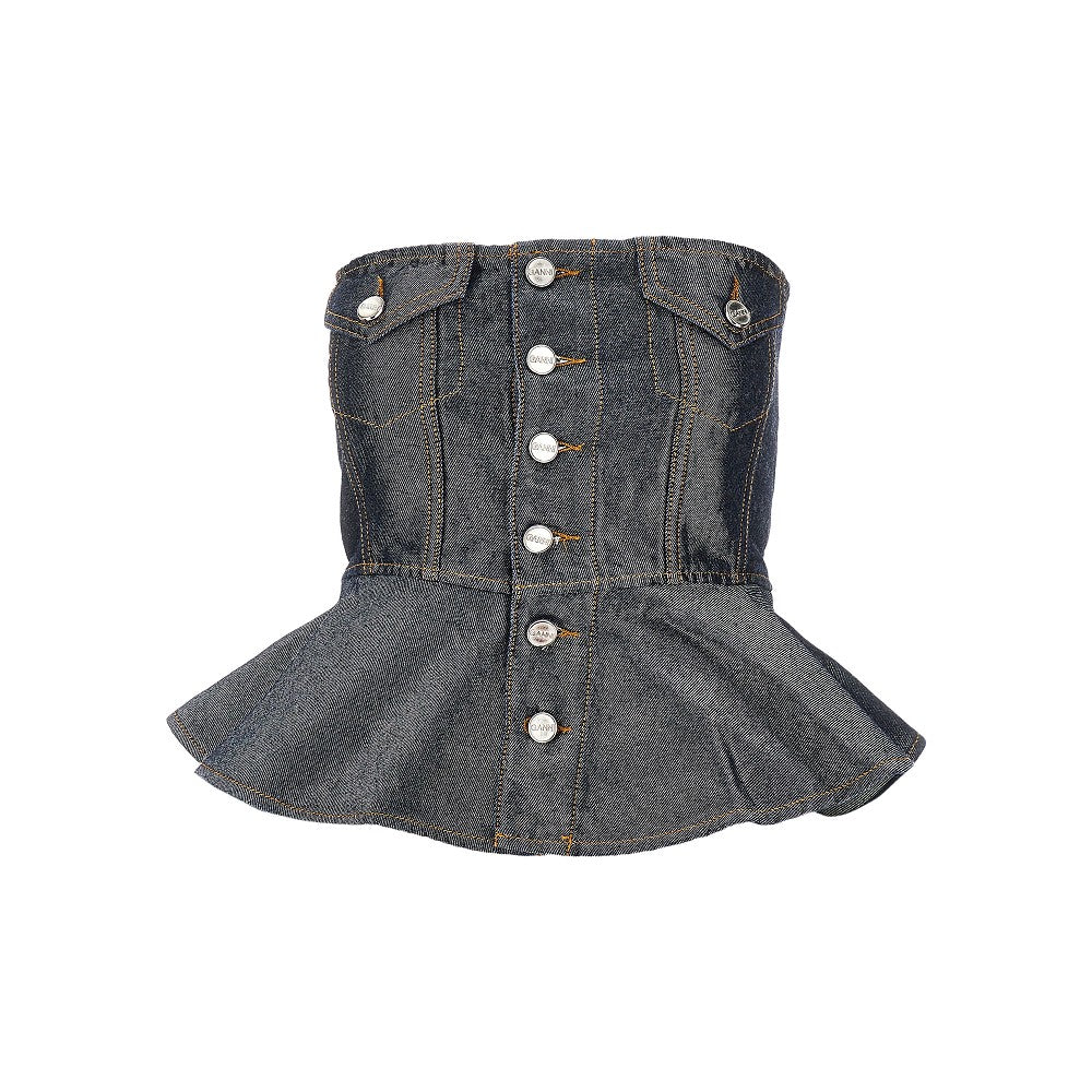 Metallized denim top