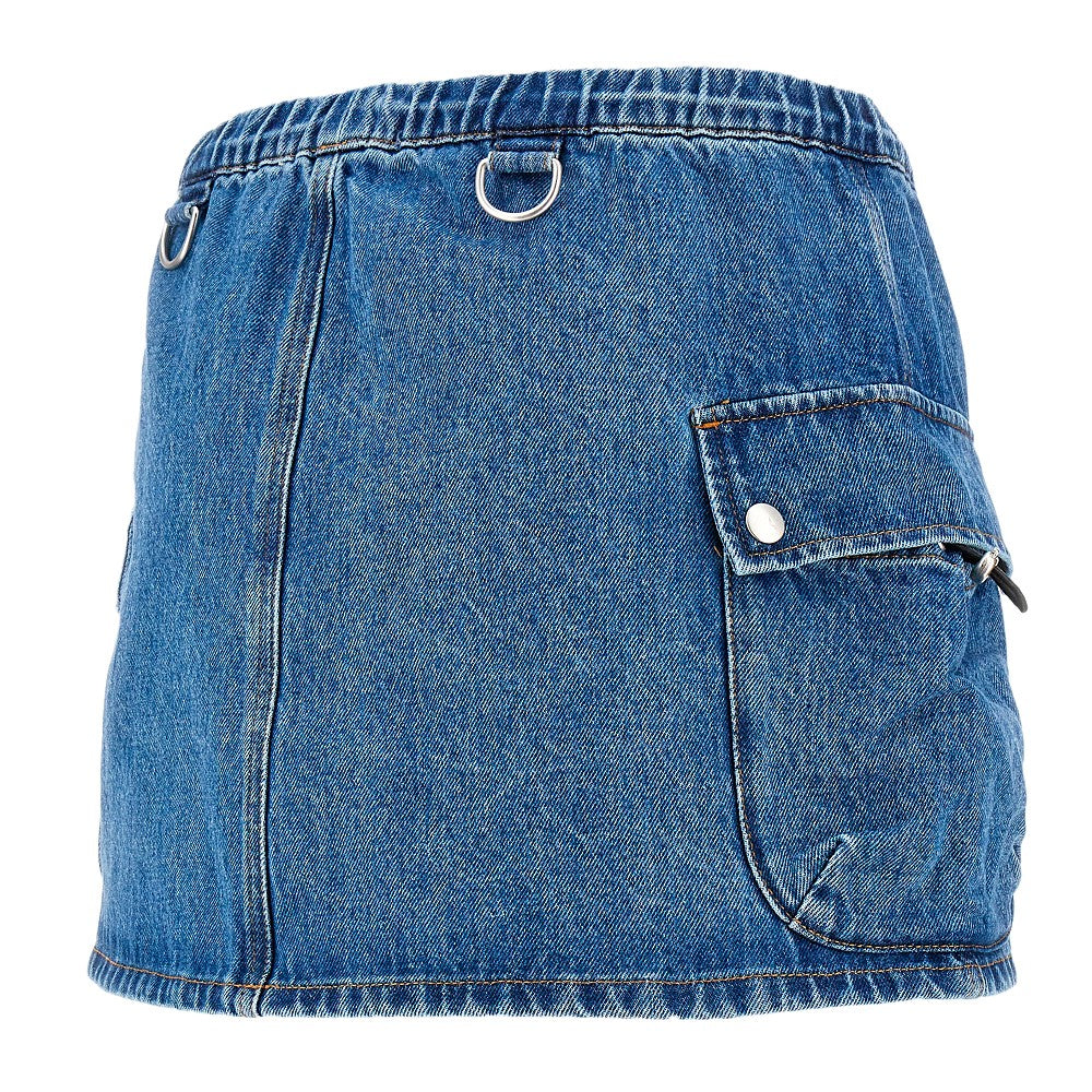Denim mini skirt with cargo pockets