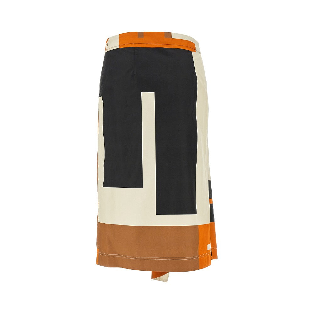 Printed cotton midi skirt