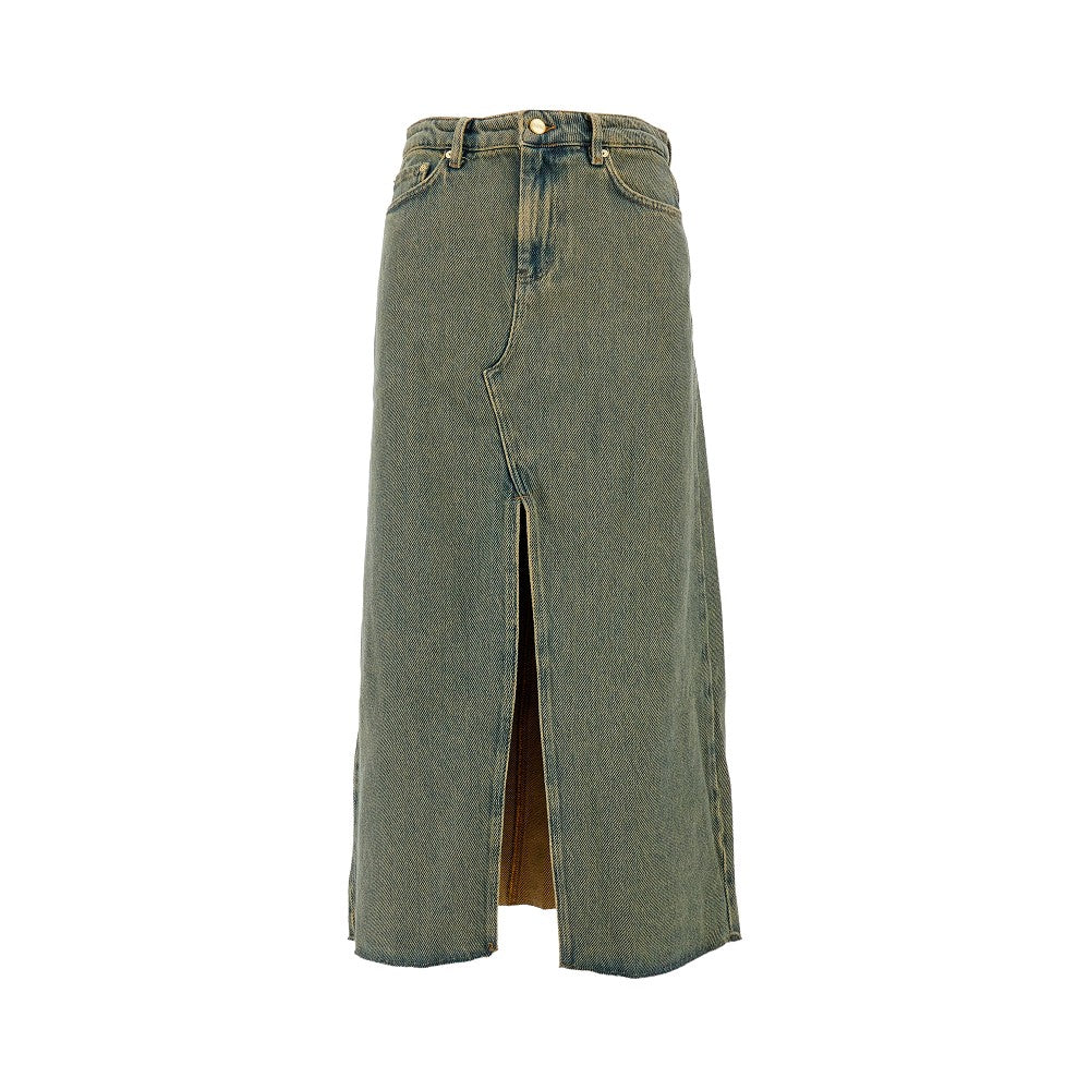 Overdyed denim maxi skirt