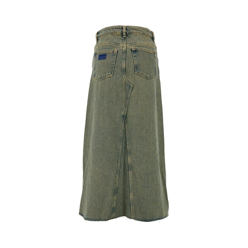 Overdyed denim maxi skirt