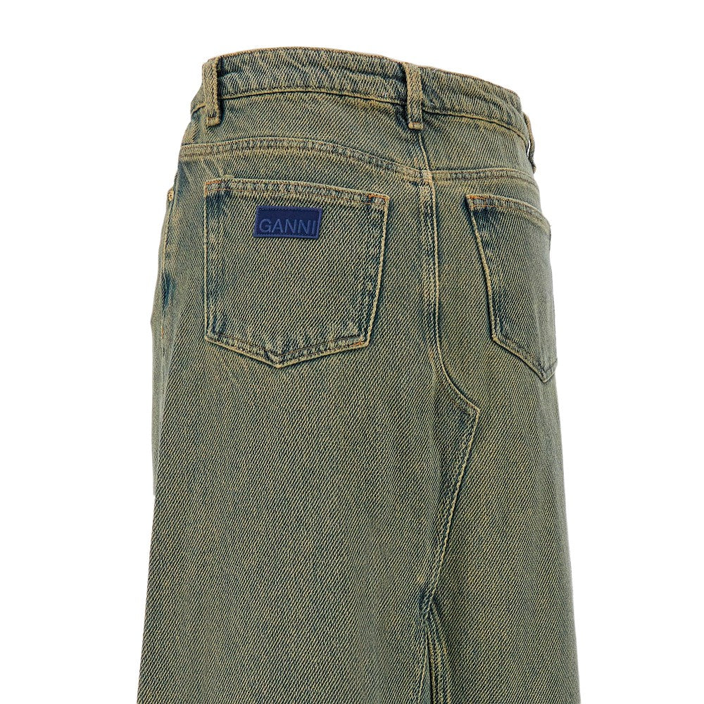 Overdyed denim maxi skirt