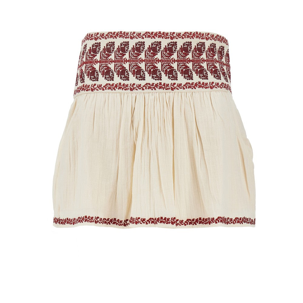 'Picadilia' embroidered muslin mini skirt