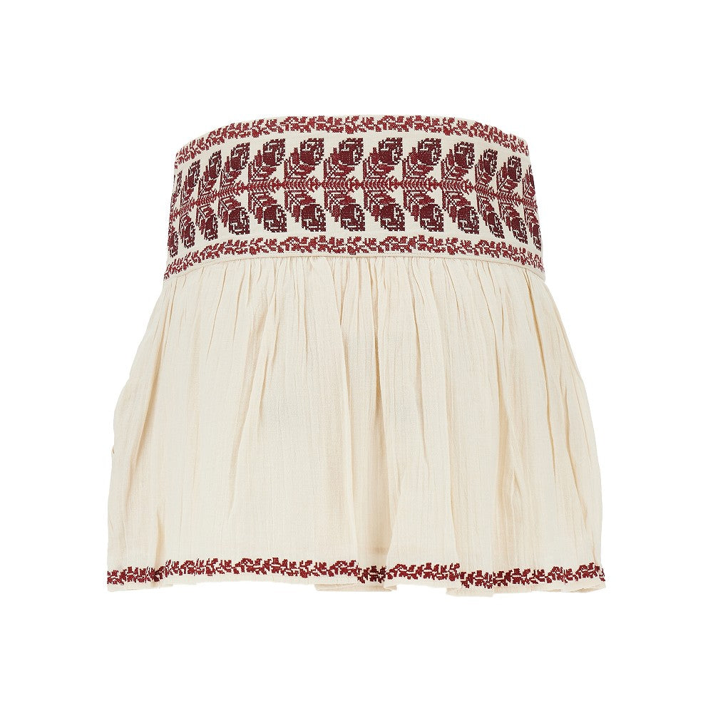 'Picadilia' embroidered muslin mini skirt