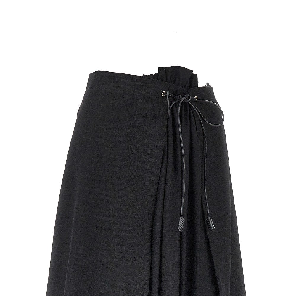 Wool gabardine midi skirt