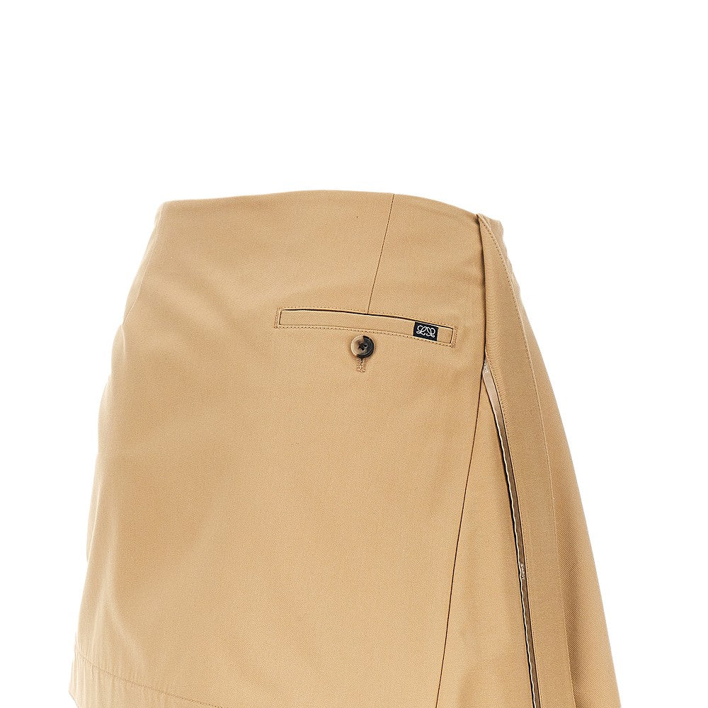 Gabardine asymmetrical mini skirt