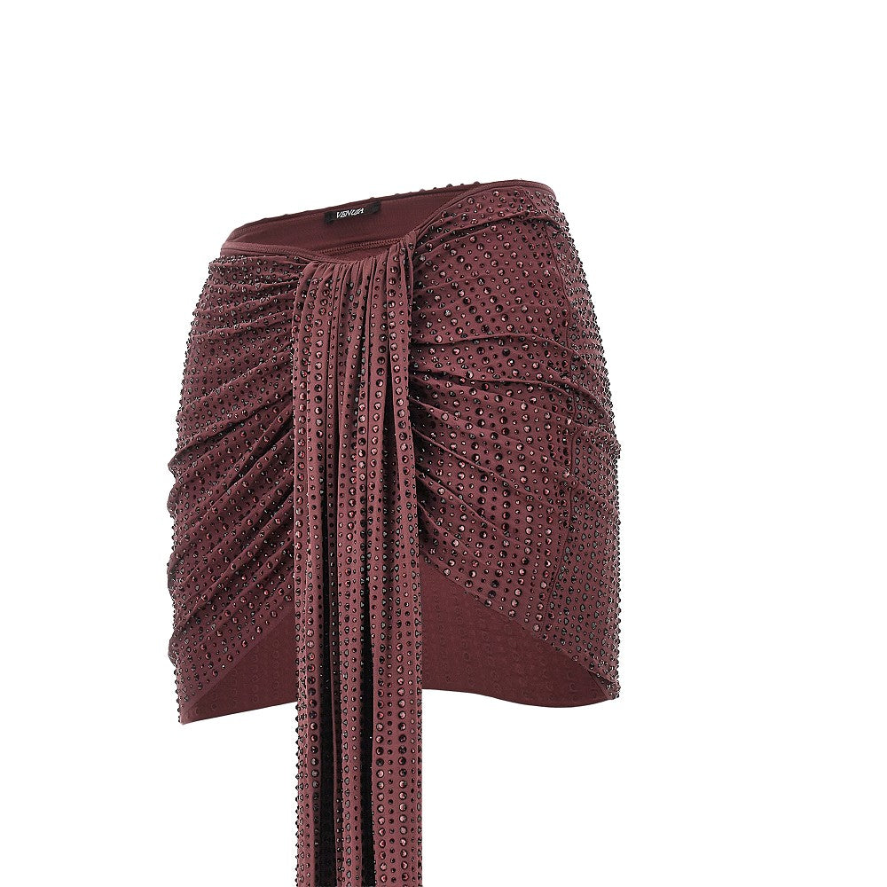 Minigonna drappeggiata con strass