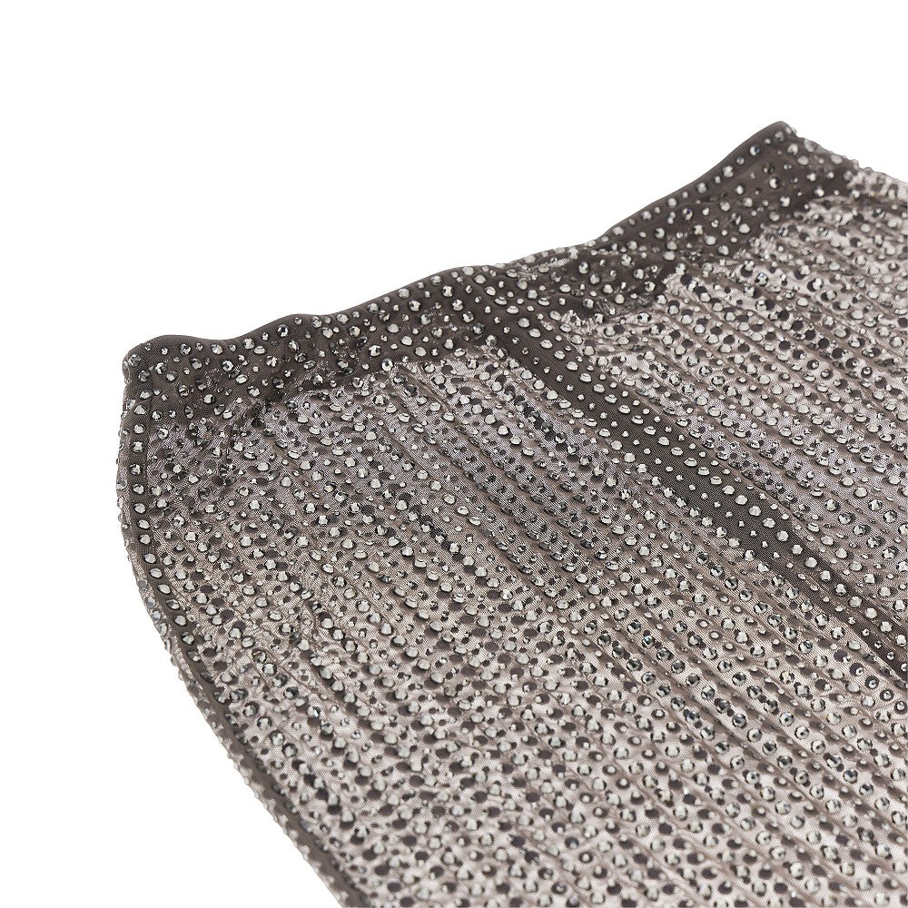 Gonna midi in mesh con strass