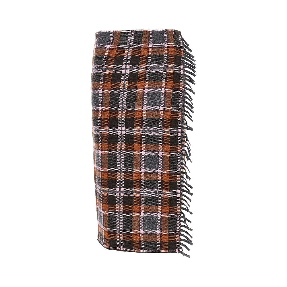 Plaid wrap midi skirt