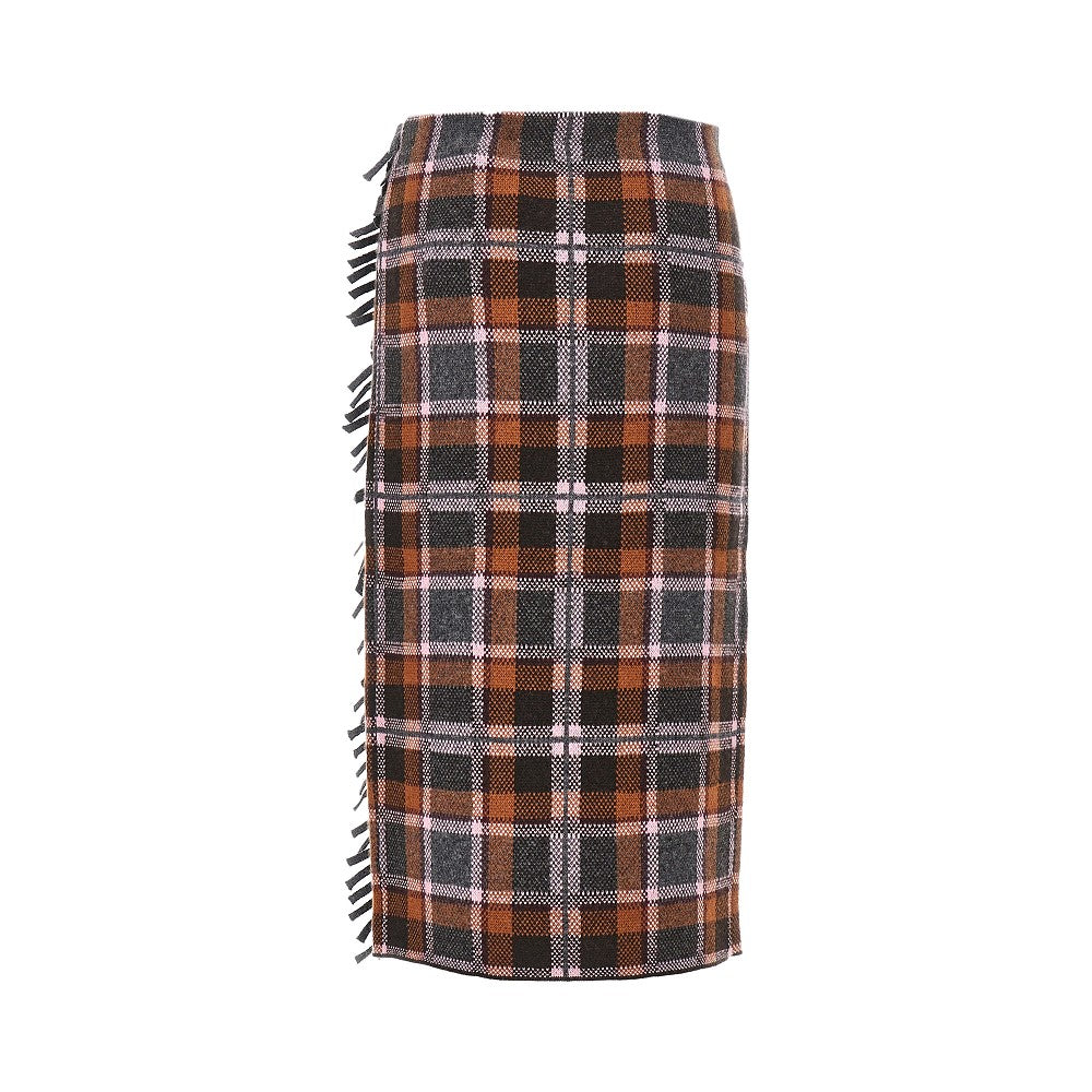 Plaid wrap midi skirt