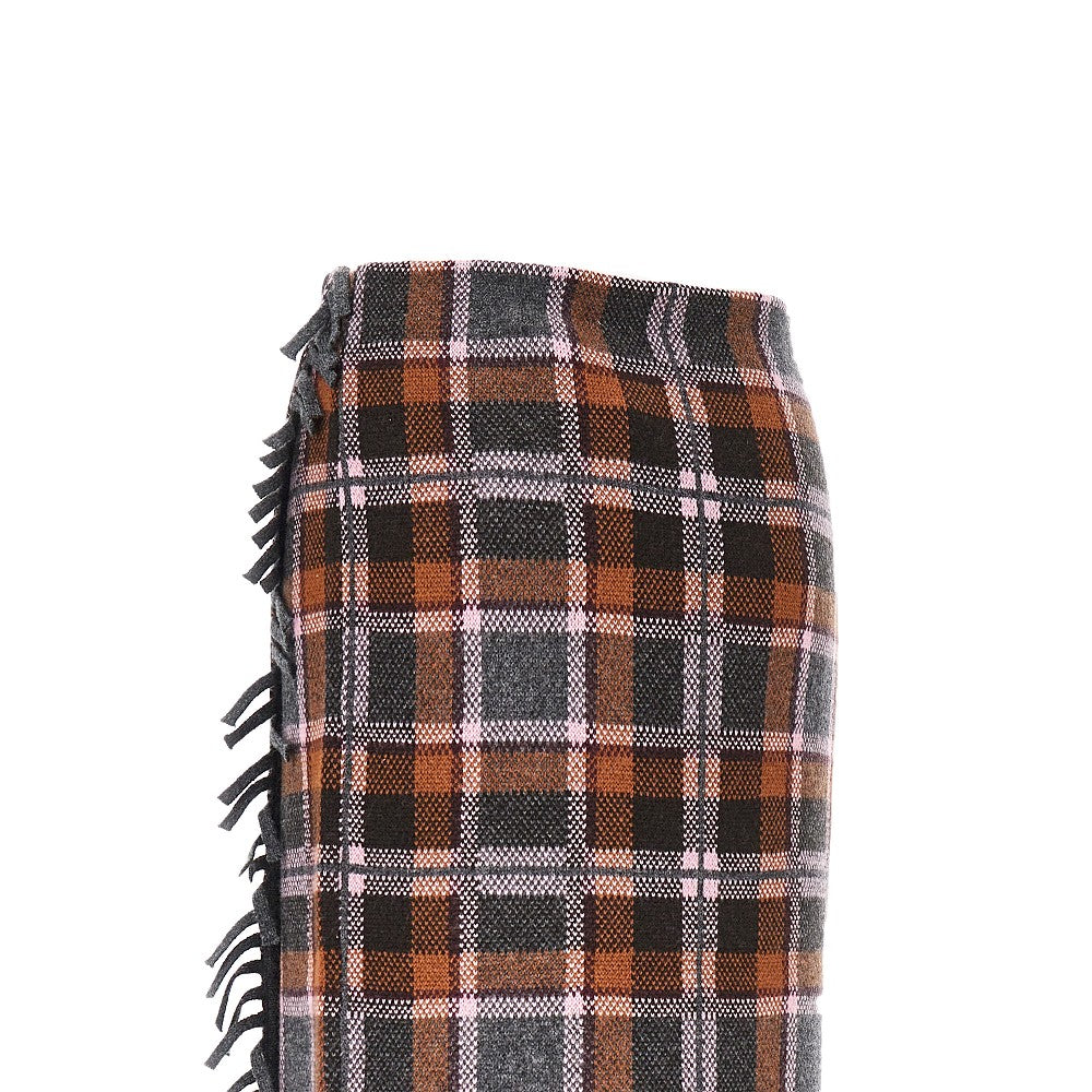 Plaid wrap midi skirt