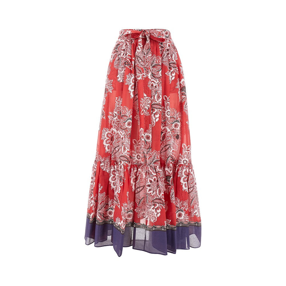 Cotton and silk long skirt