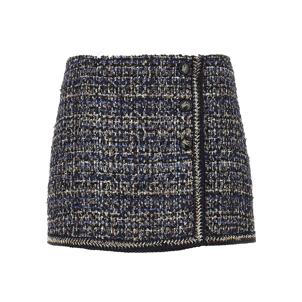 Mini gonna in tweed di misto lana