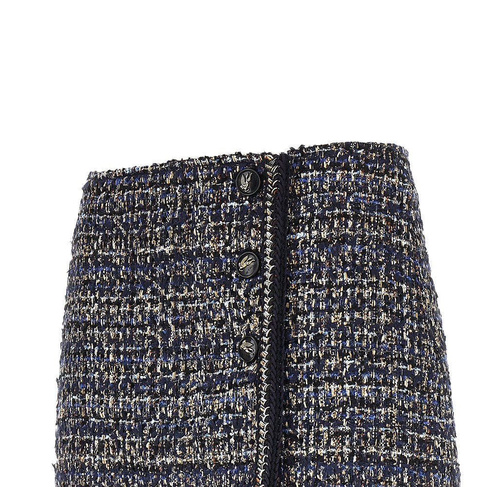 Mini gonna in tweed di misto lana