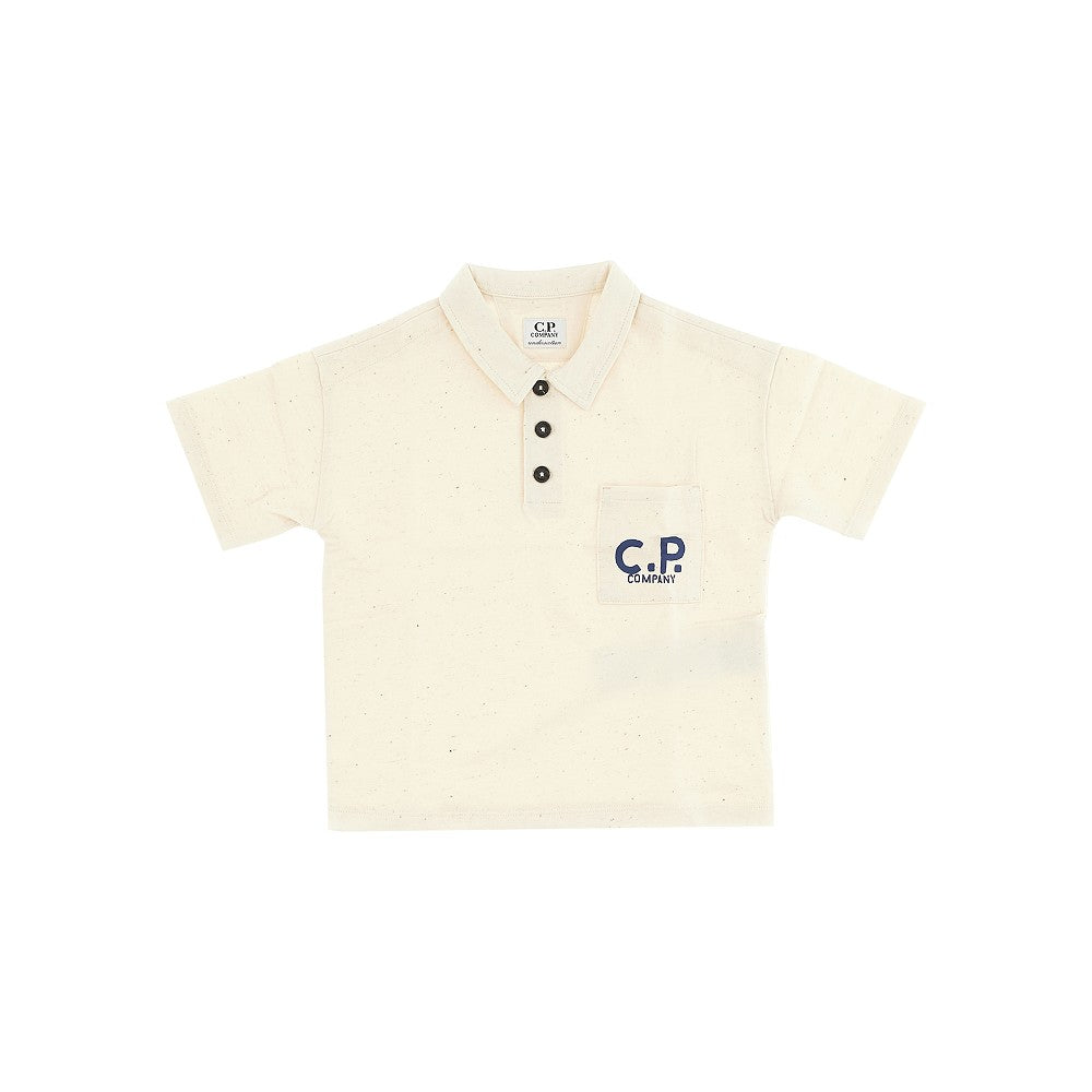 Jersey polo shirt with logo print