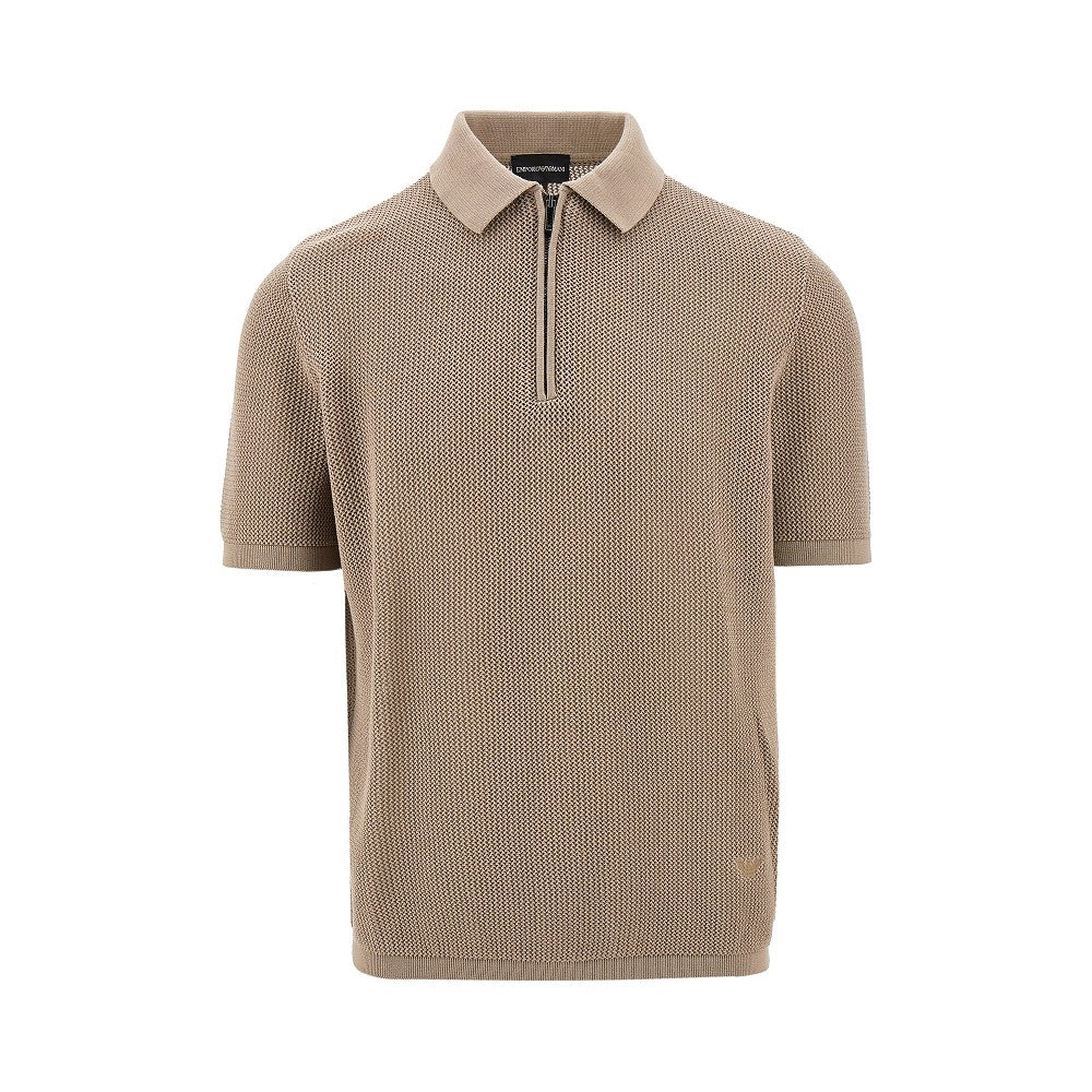 Knitted polo shirt with zip