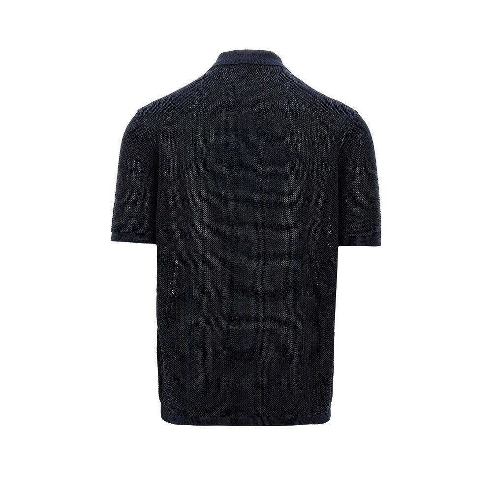 Knitted polo shirt with zip