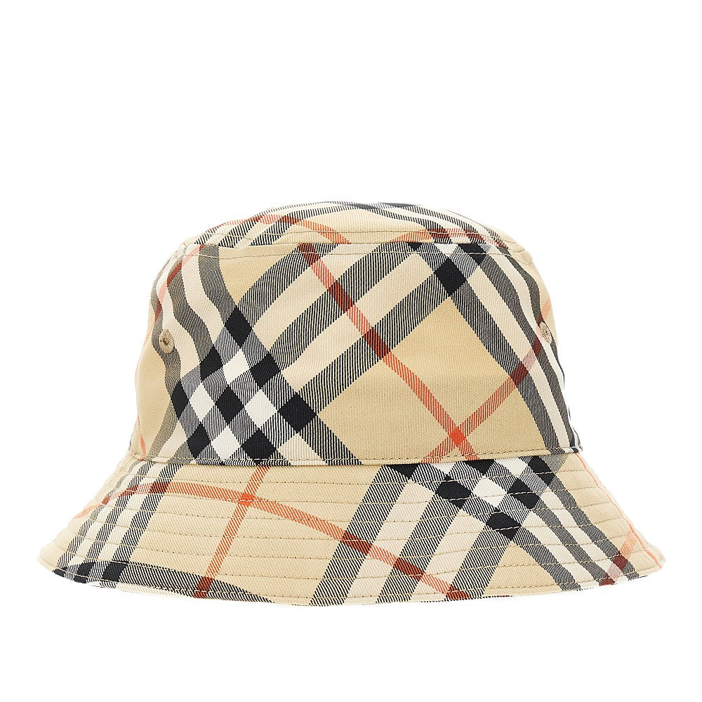 Check twill bucket hat