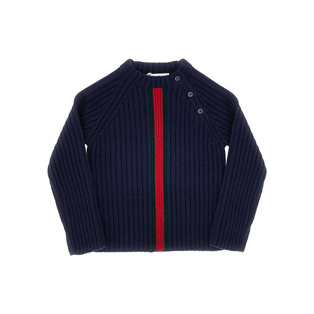 Pullover in lana con Nastro Web