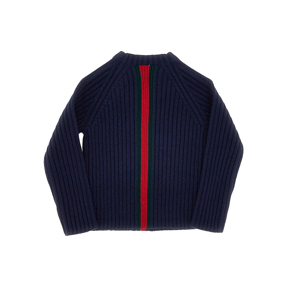 Pullover in lana con Nastro Web