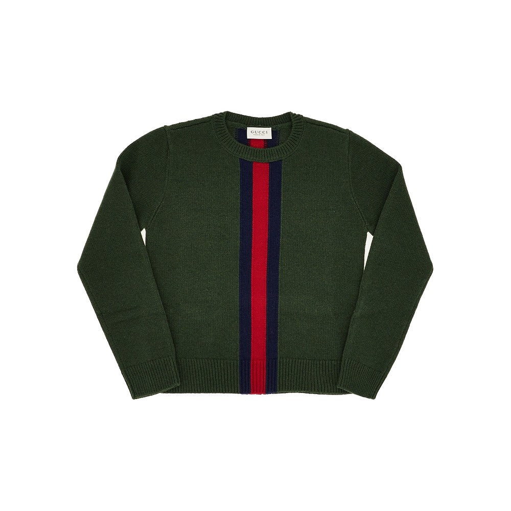 Pullover in lana con Nastro Web