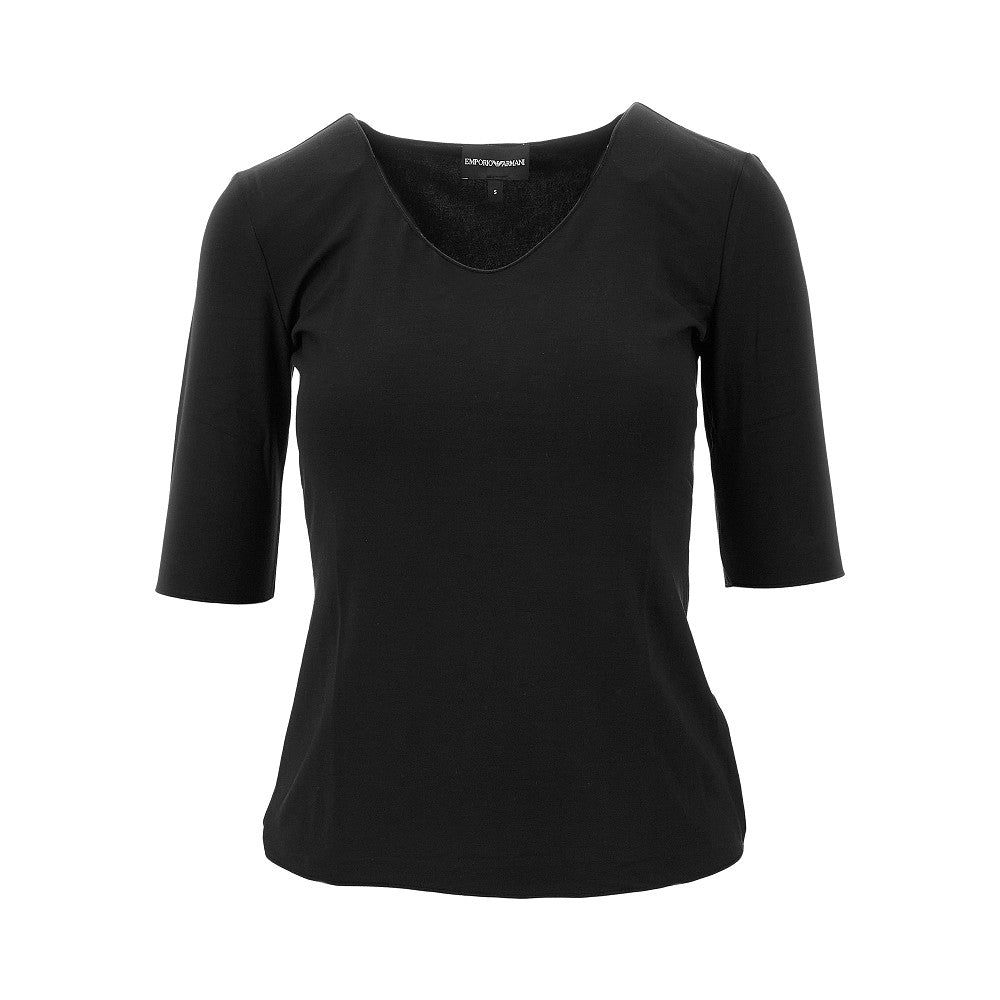 Viscose jersey V-neck T-shirt