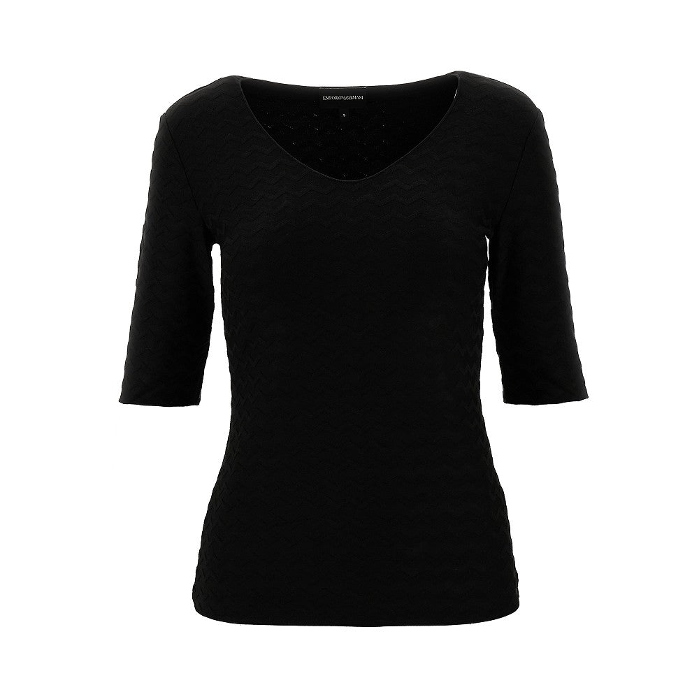 Jacquard stretch jersey T-shirt