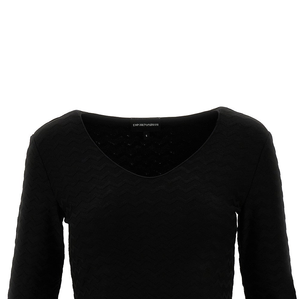 Jacquard stretch jersey T-shirt